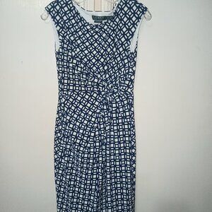 Vintage Ralph Lauren sleeveless sheath, 6p, navy/white.gret